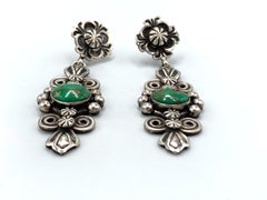 Sterling Silver Dangle Earrings with King’s Manassas Turquoise by Darrell Cadman