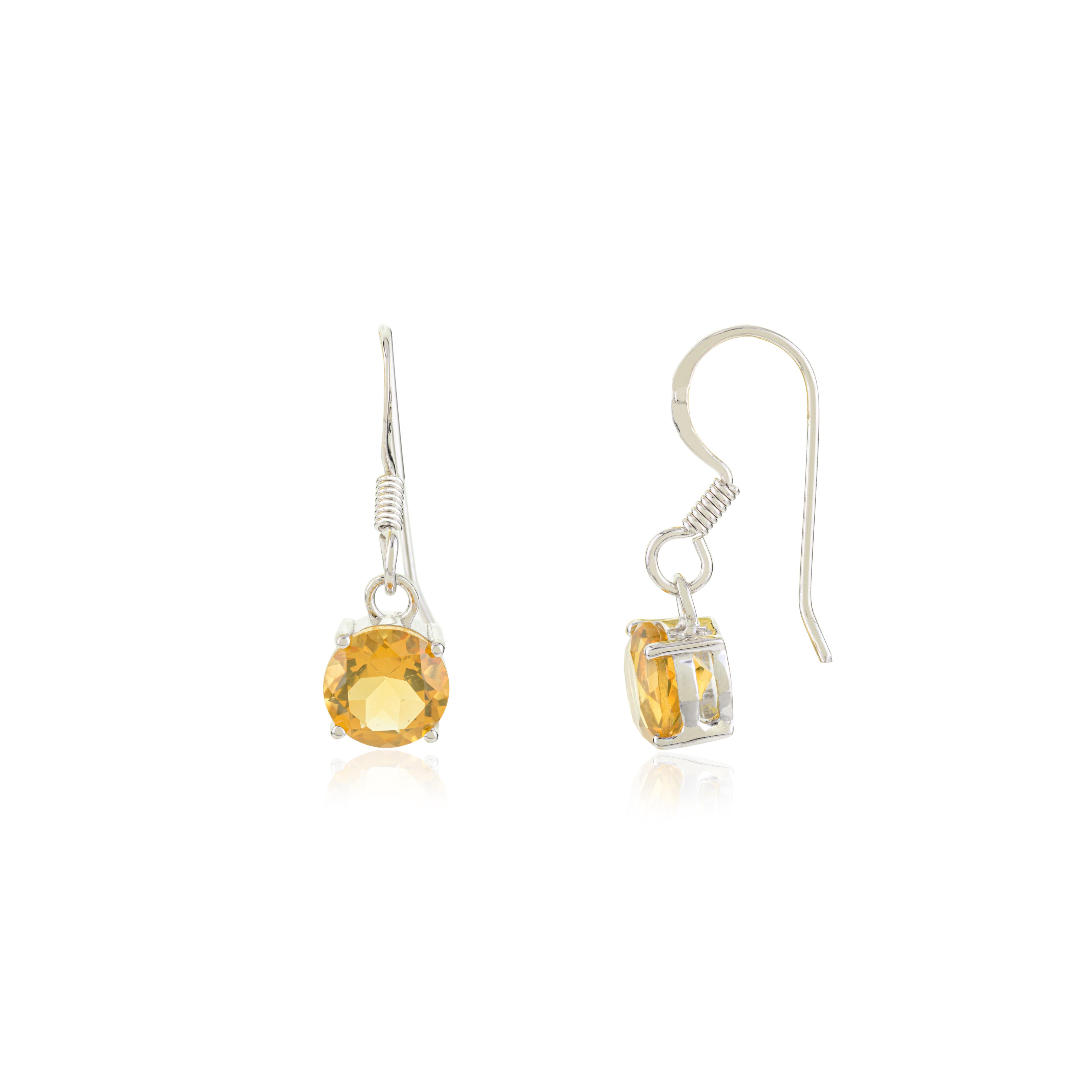 Contemporaneo Orecchini pendenti in argento sterling con gemma citrina naturale Regalo per lei in vendita