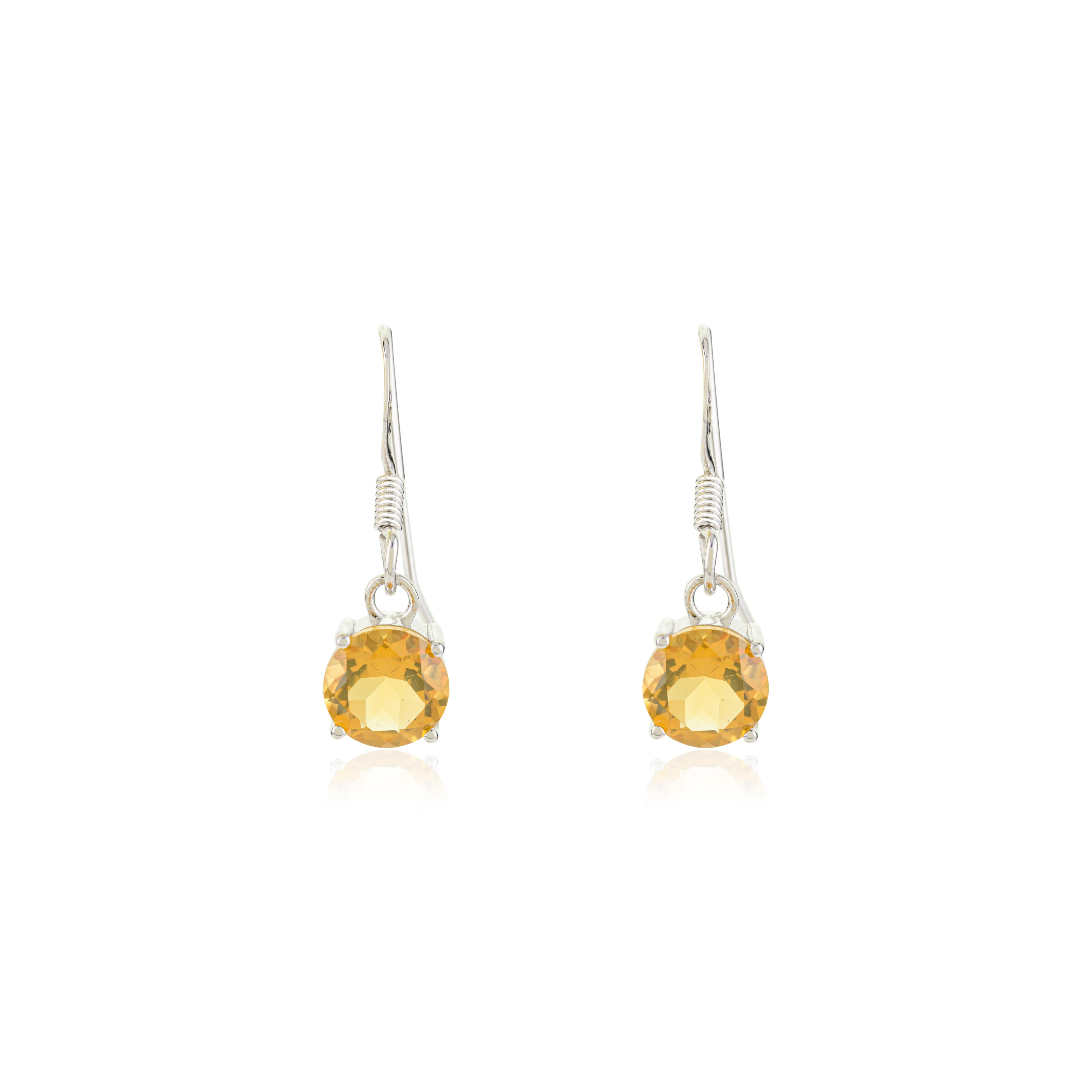 Orecchini pendenti in argento sterling con gemma citrina naturale Regalo per lei in vendita 1