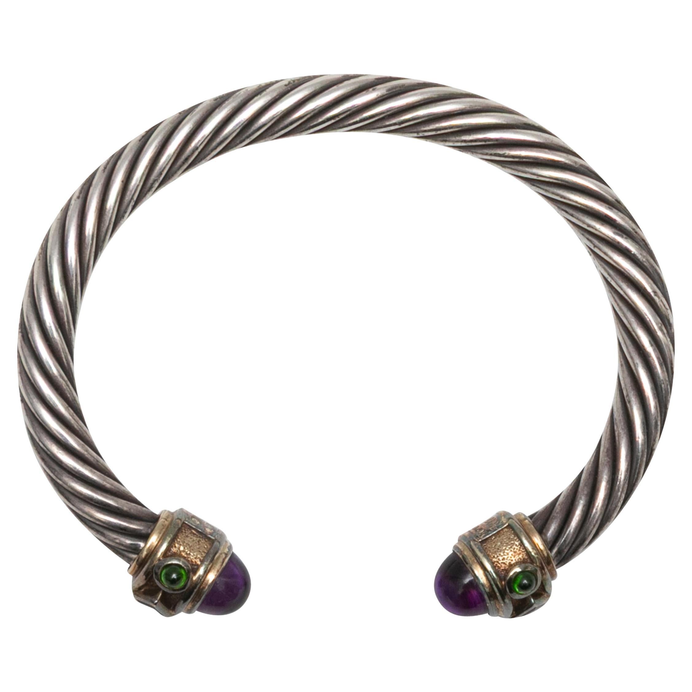 Sterling Silver David Yurman 14K Gold-Accented Amethyst Cuff Bracelet