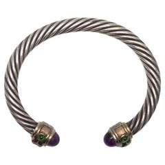 Bracciale con ametista in argento David Yurman, oro 14 carati, con inserti di ametista