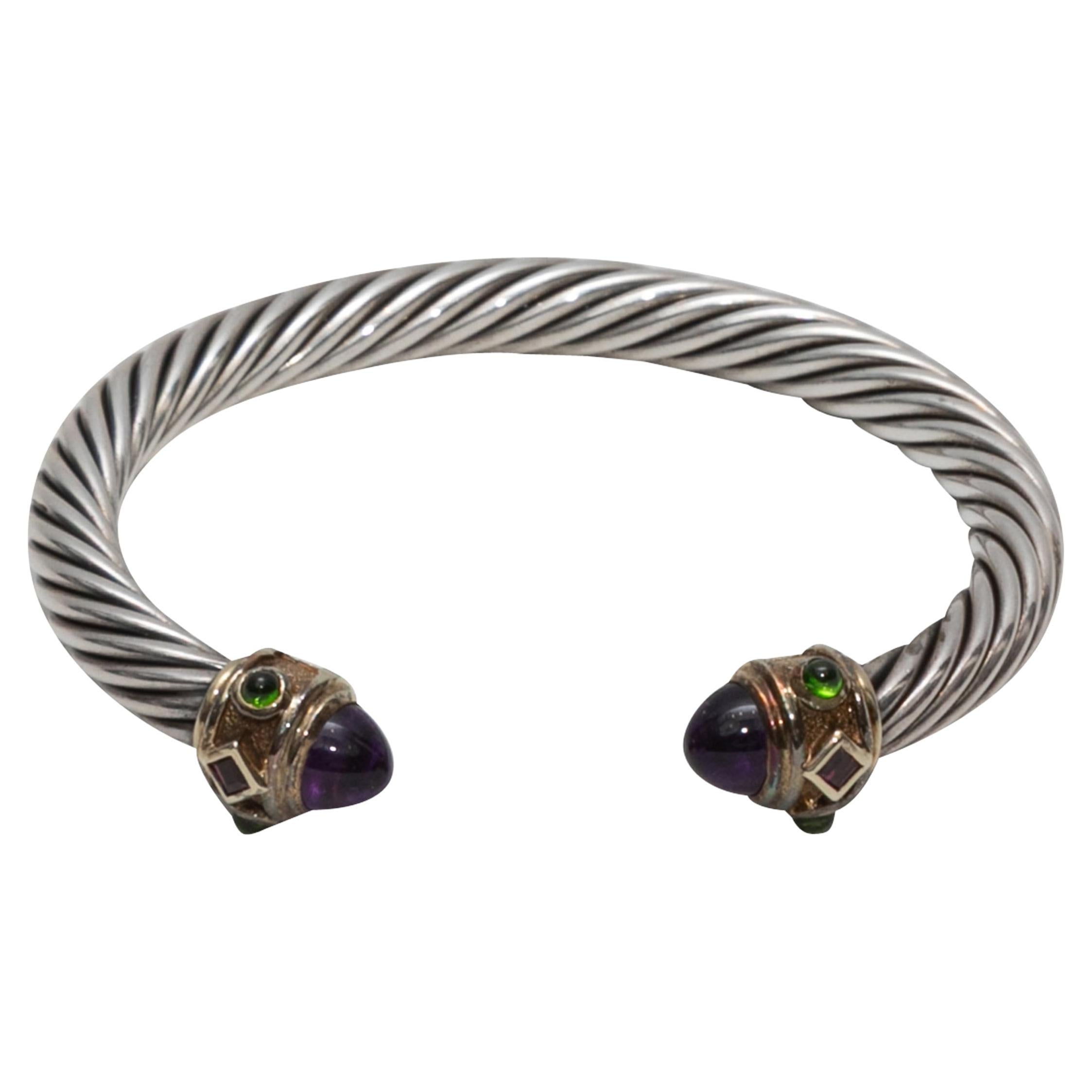 Sterling Silver David Yurman 14K Gold-Accented Amethyst Cuff Bracelet