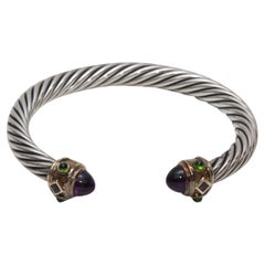 Bracciale con ametista in argento David Yurman, oro 14 carati, con inserti di ametista