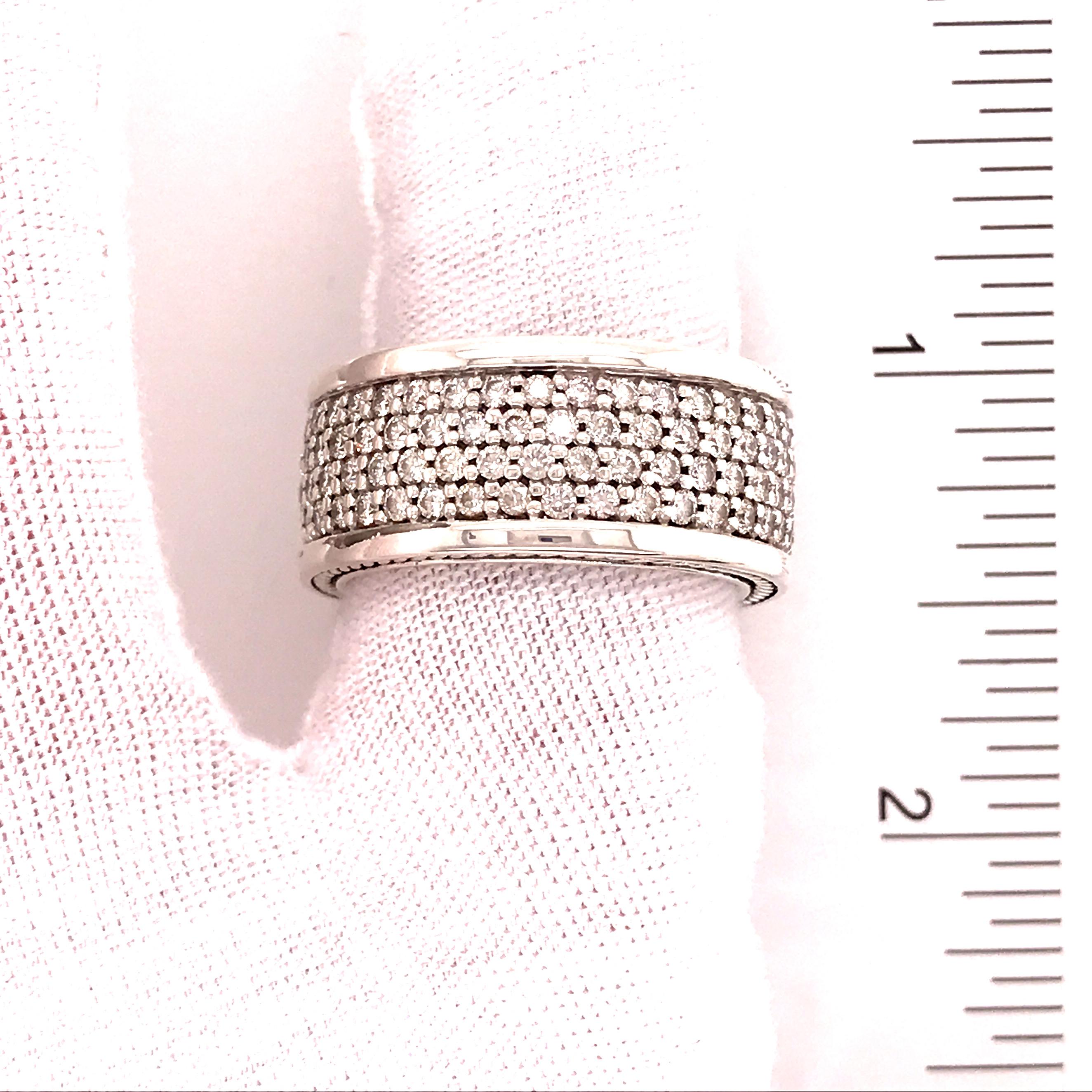 Sterling Silver David Yurman 4-Row Diamond Pave Band In Good Condition For Sale In Boca Raton, FL