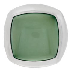 Sterling silver David Yurman Albion Collection ring with aqua green chalcedony