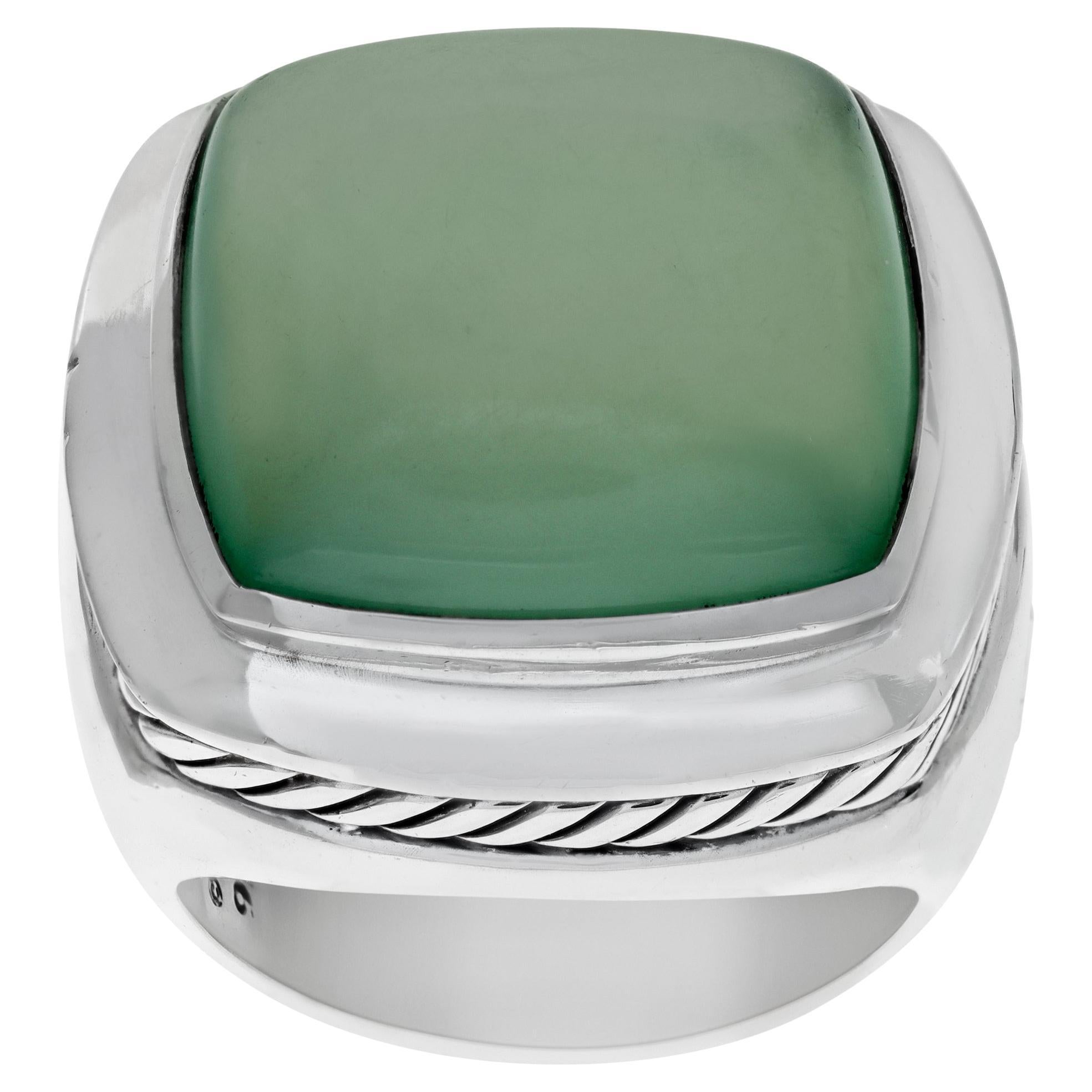 Sterling silver David Yurman Albion Collection ring with aqua green chalcedony