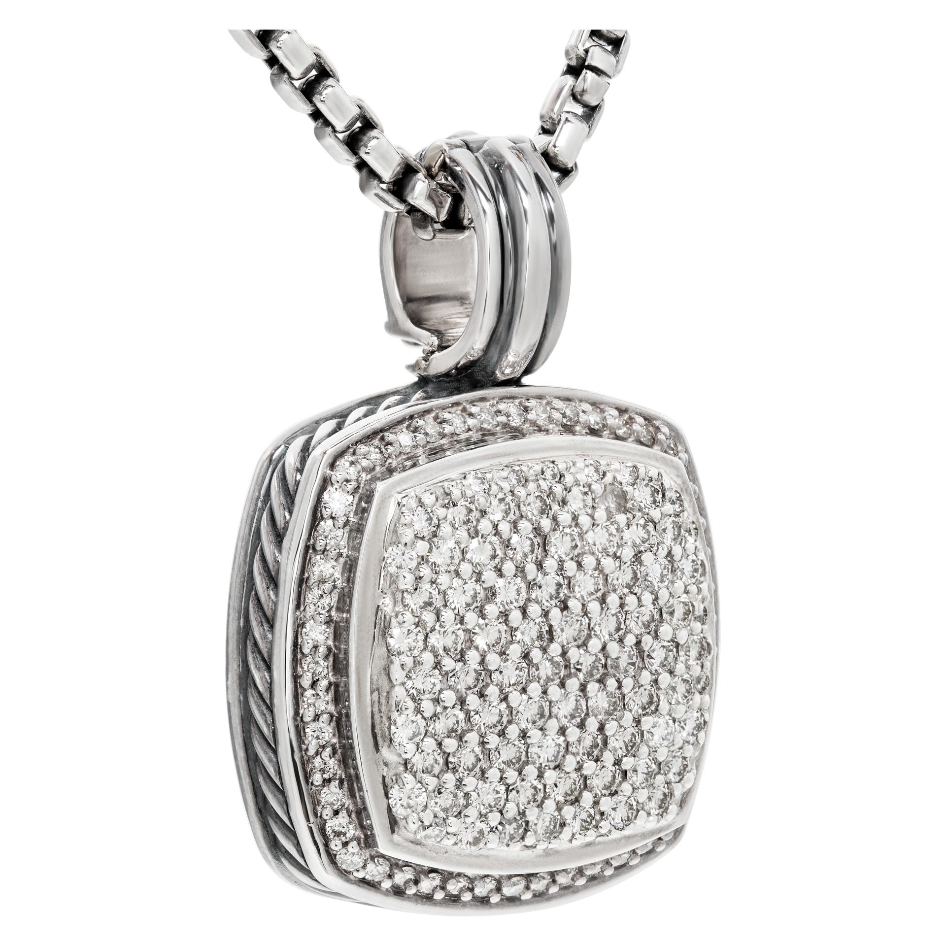 Sterlingsilber David Yurman Albion Anhänger-Halskette mit Pavé-Diamanten im Zustand „Hervorragend“ in Surfside, FL