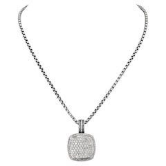 Vintage Sterling silver David Yurman Albion pendant necklace with pave diamonds