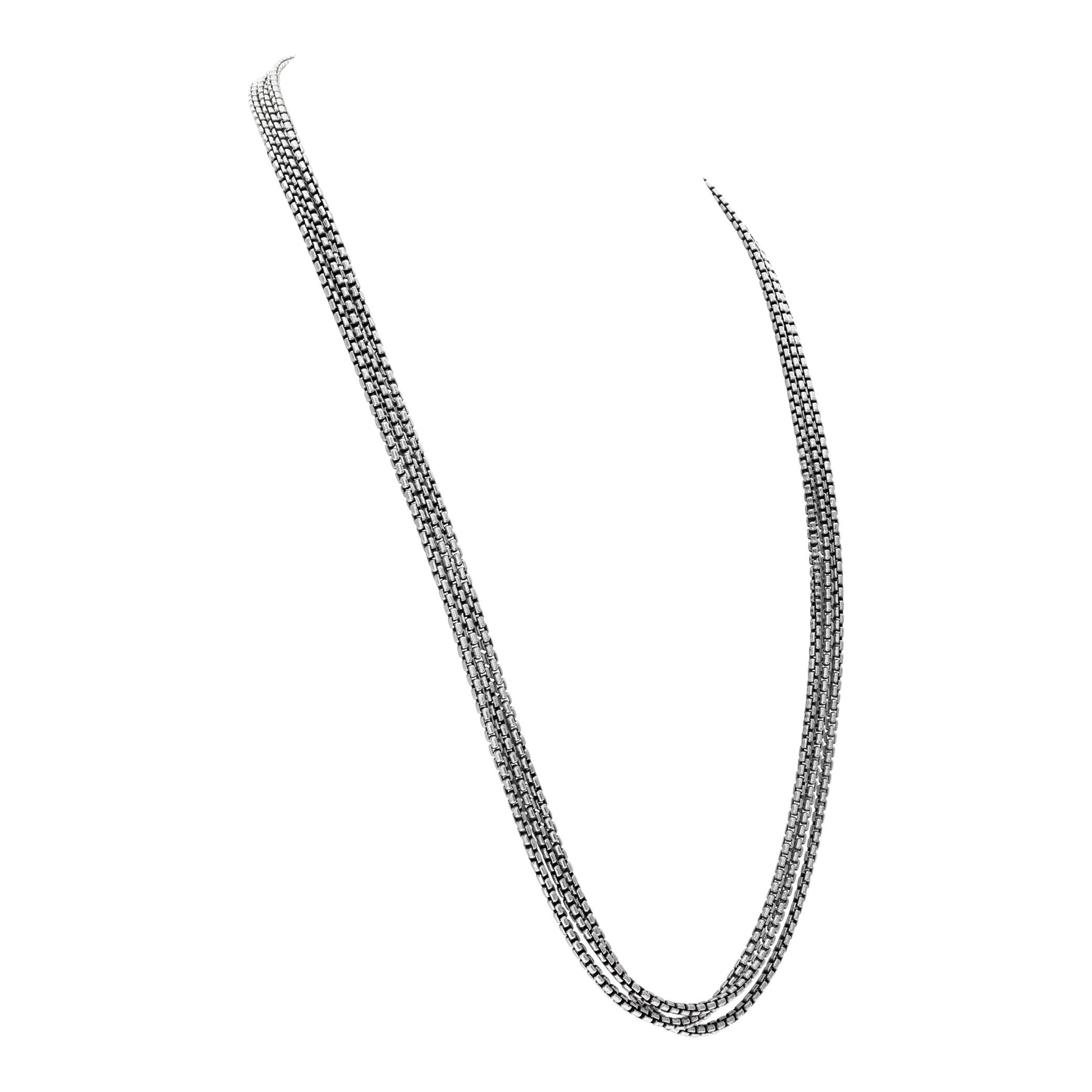 Collana boxchain David Yurman in argento sterling con accenti in oro 14 carati In condizioni ottime in vendita a Surfside, FL