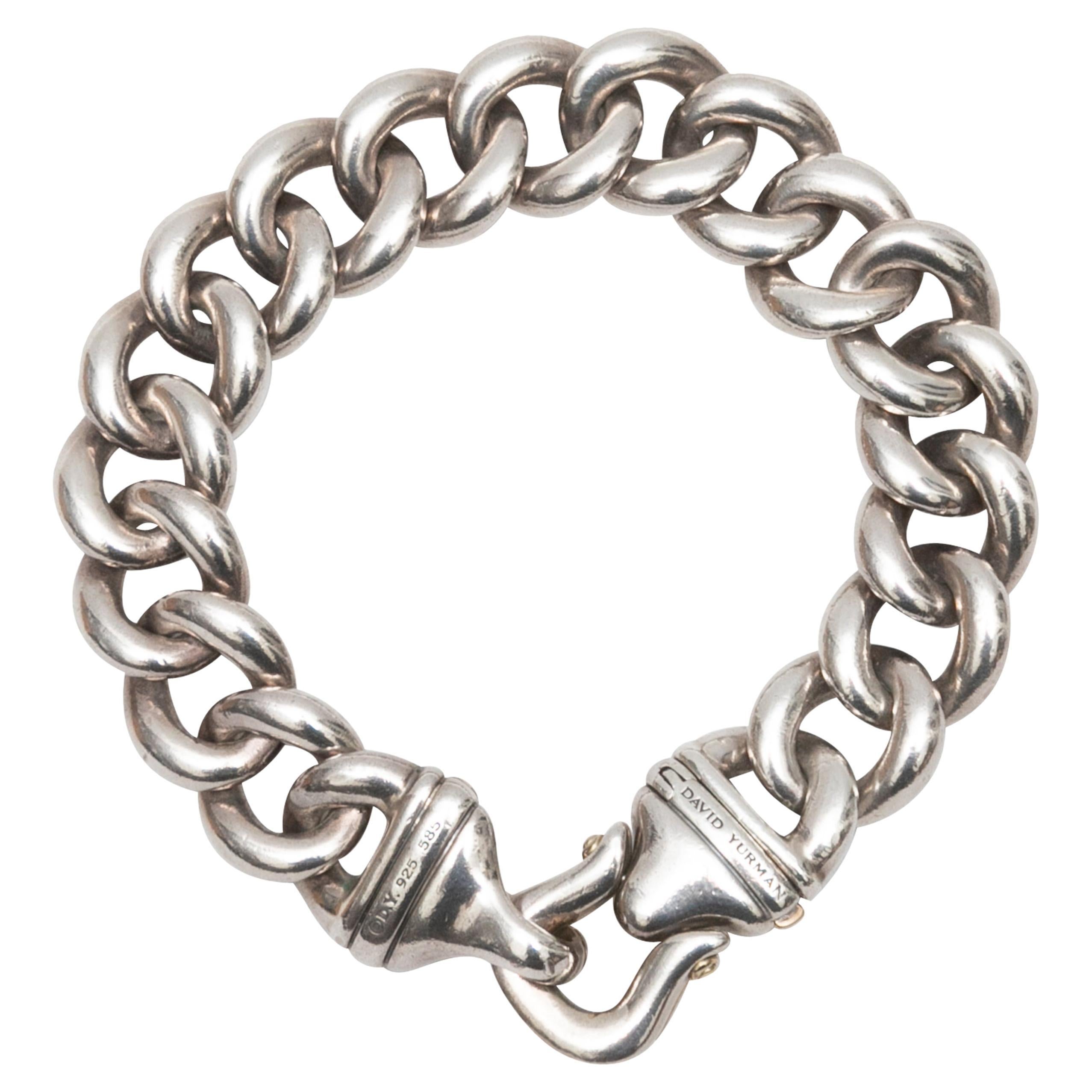 Sterling Silver David Yurman Buckle Chain-Link Bracelet