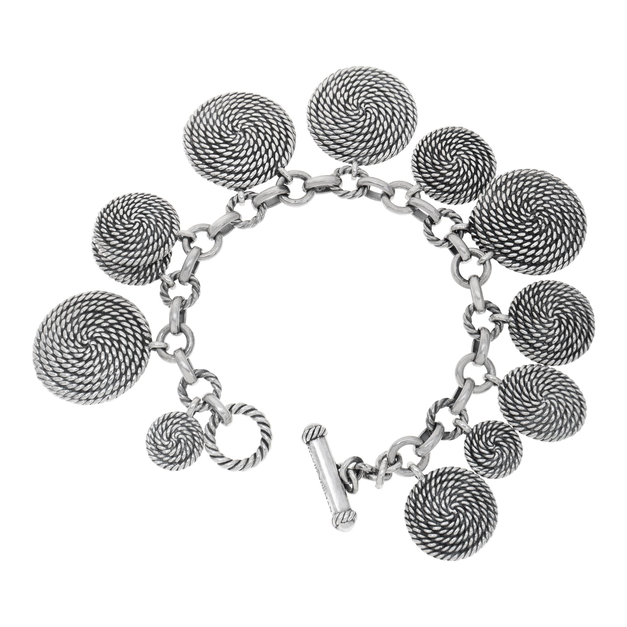 da uomo o donna Braccialetto con charme a spirale David Yurman in argento sterling in vendita