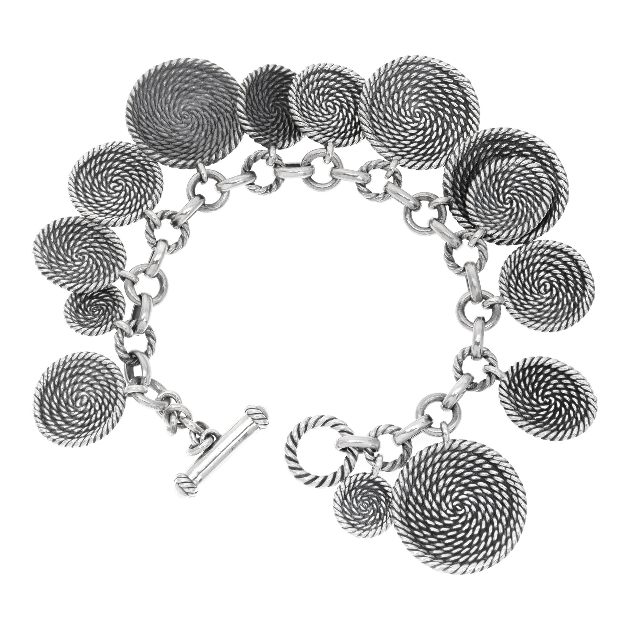 Braccialetto con charme a spirale David Yurman in argento sterling in vendita 1