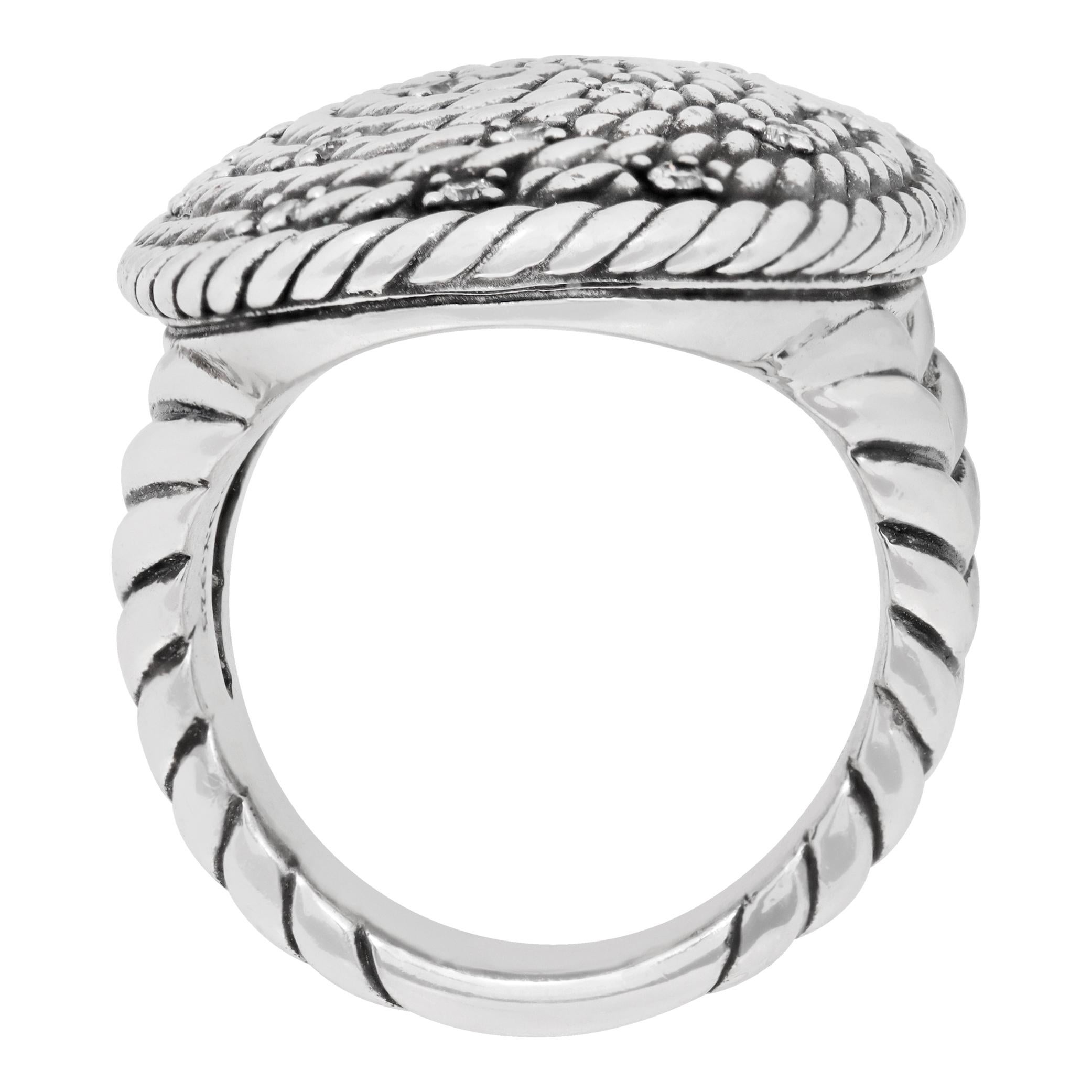 Women's or Men's Sterling silver David Yurman coil ring with diamonds For Sale