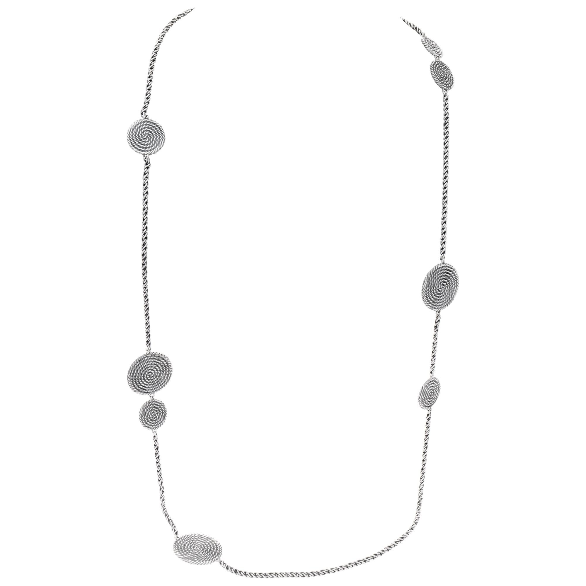 Collana con stazione a spirale David Yurman in argento sterling In condizioni ottime in vendita a Surfside, FL