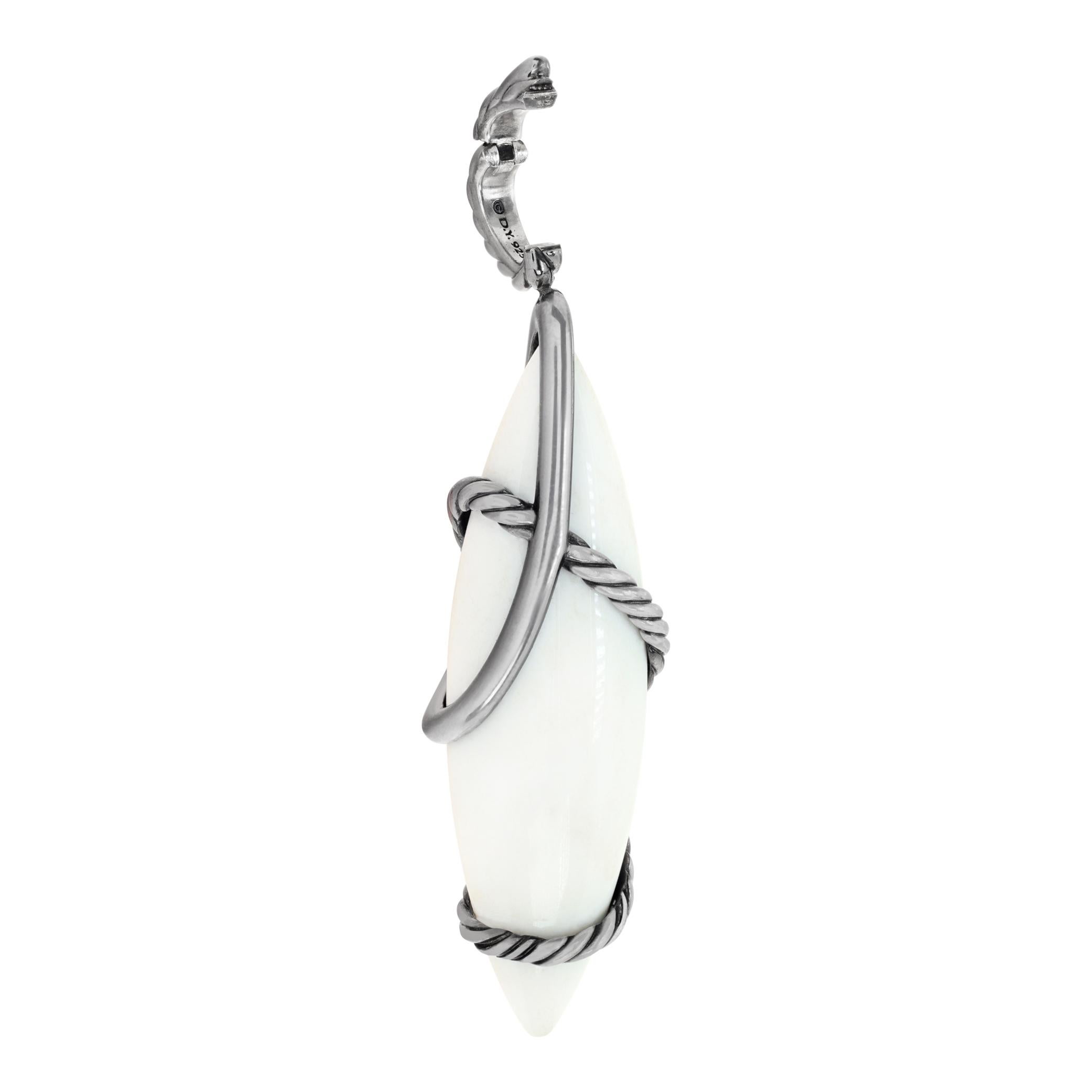  Pendentif David Yurman en argent sterling avec diamants et agate blanche Unisexe 