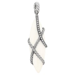 Sterling silver David Yurman pendant with diamonds & white agate