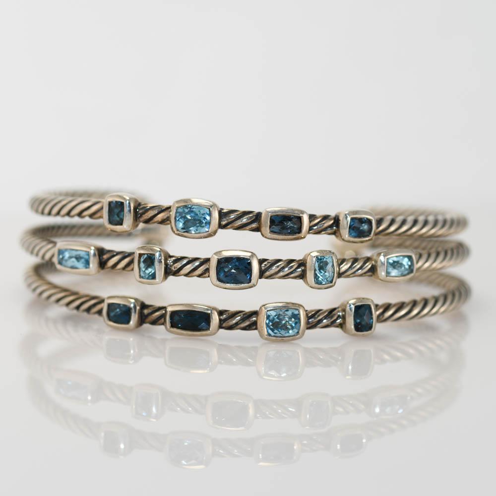 Sterling Silver David Yurman Topaz Cable Confetti Bracelet, 32g 2