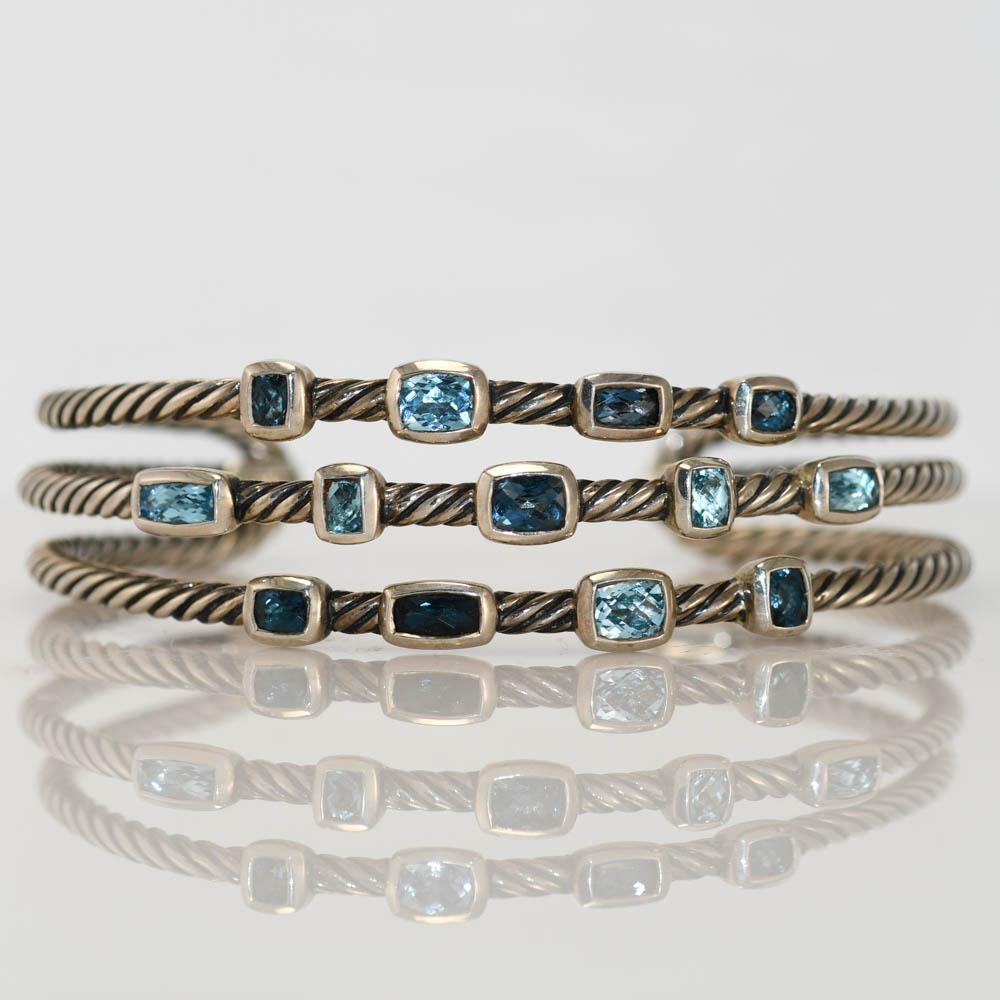 Sterling Silver David Yurman Topaz Cable Confetti Bracelet, 32g 3