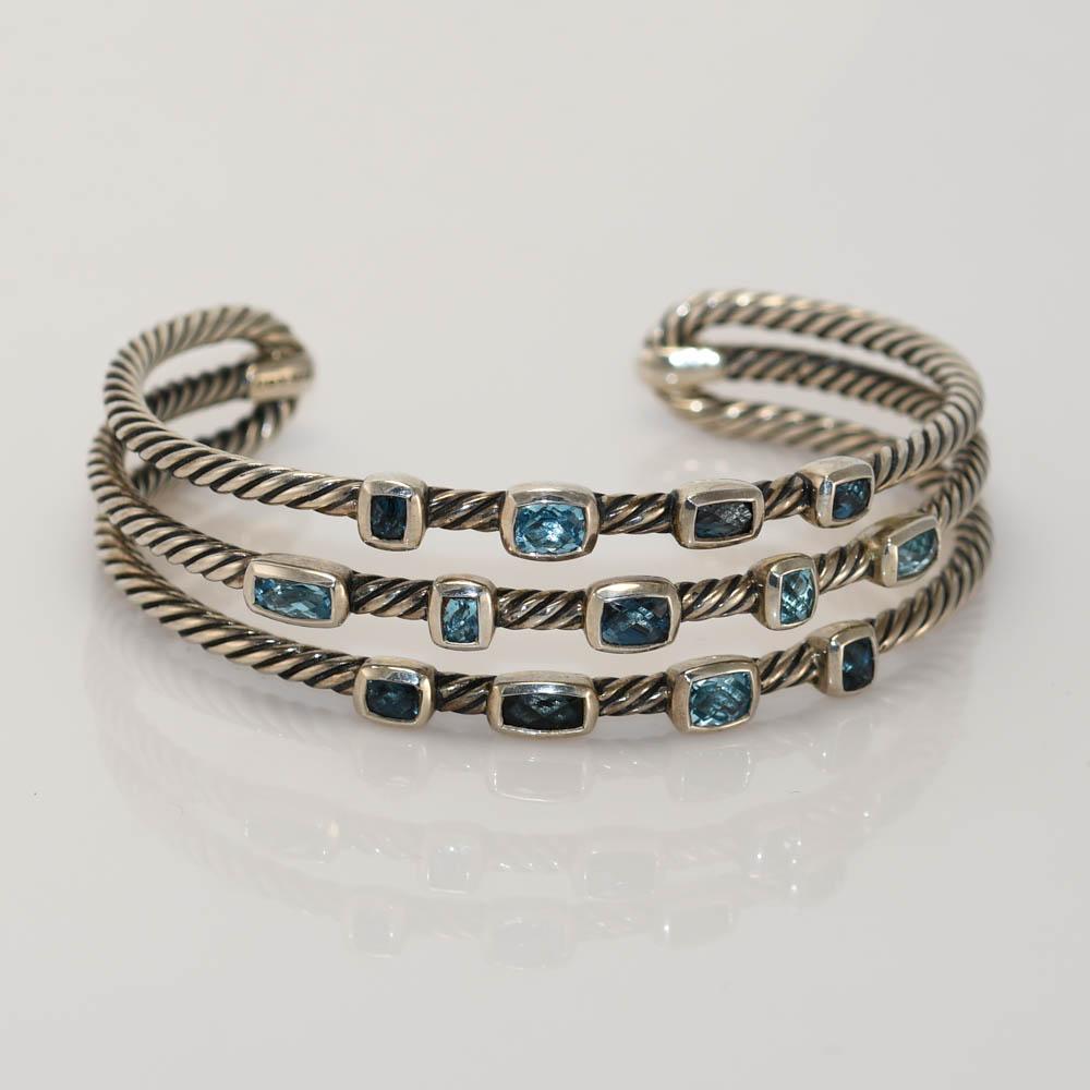 Sterling Silver David Yurman Topaz Cable Confetti Bracelet, 32g 4
