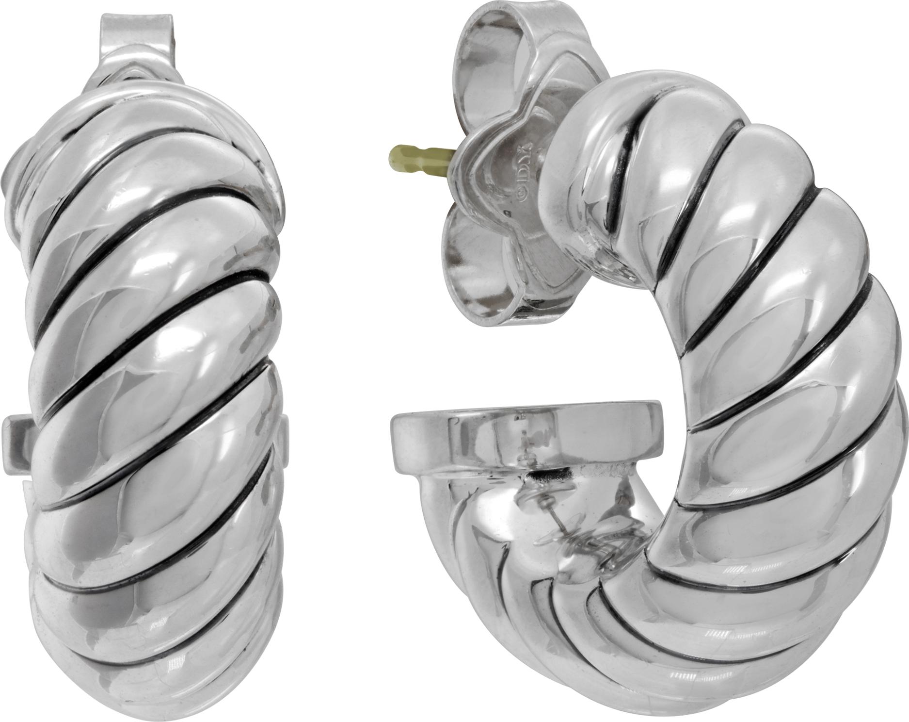 David Yurman Torse Sculpted Cable Hoop Earrings in Sterling Silver. Weight 6.7 dwt
