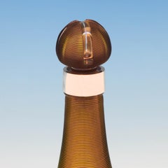 Victorian Sterling Silver & Multi Coloured Glass 'Champagne Bottle' Decanter