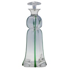 Art Nouveau Green Highlight Glass & Sterling Silver Decanter - Heath & Middleton