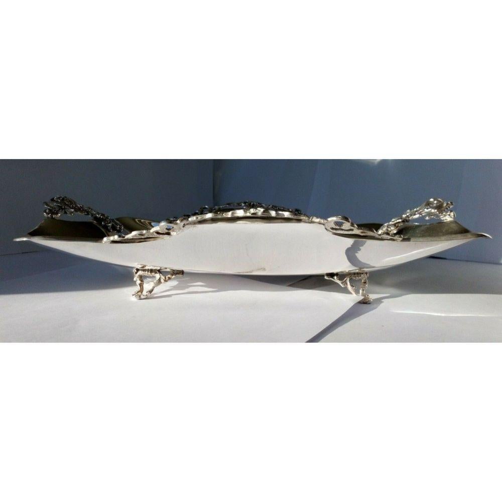 Sterling Silver Decorated Rectangular Dish For Sale 4