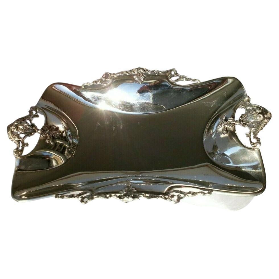 Sterling Silver Decorated Rectangular Dish For Sale