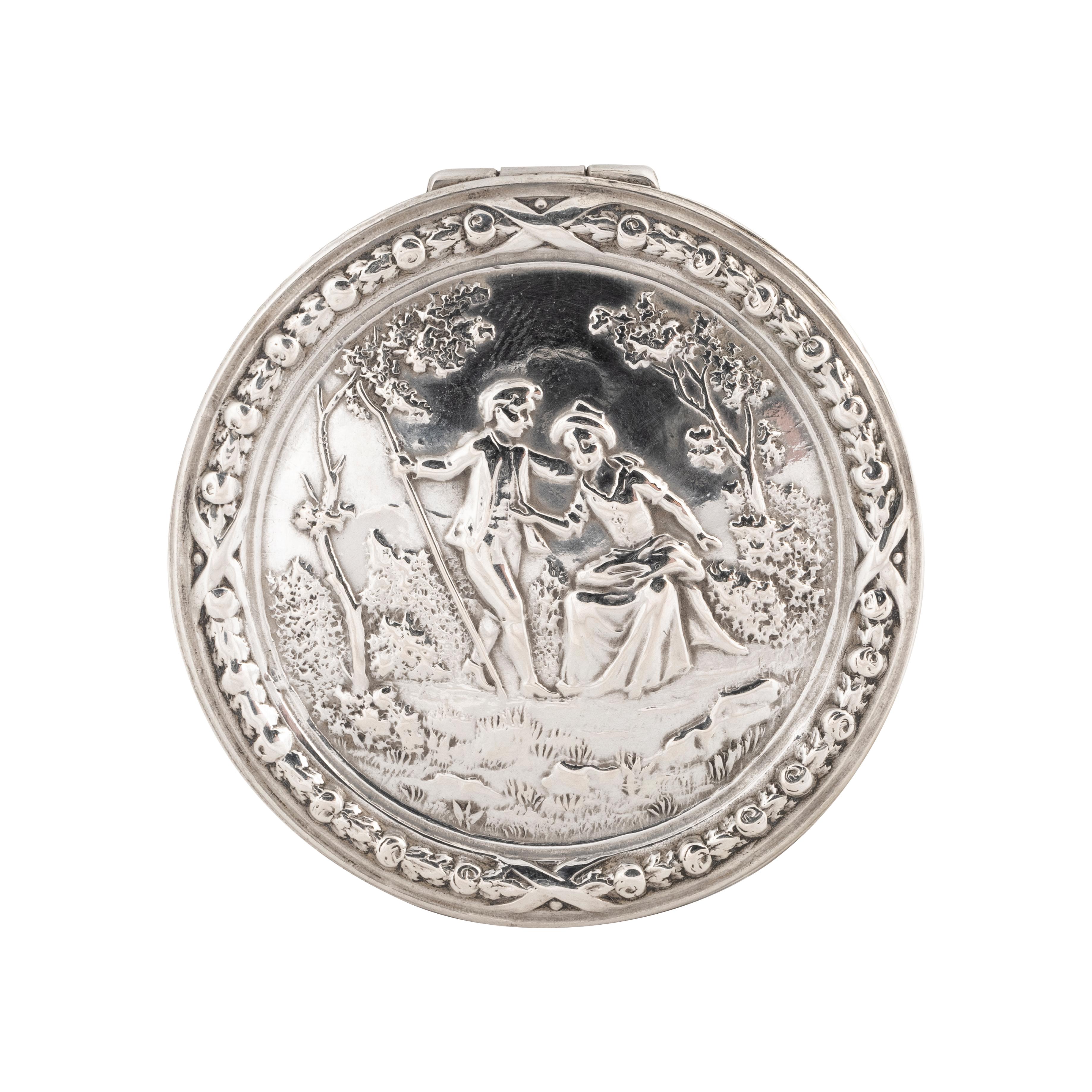 Women's or Men's Sterling Silver Decorated Vanity Box For Sale