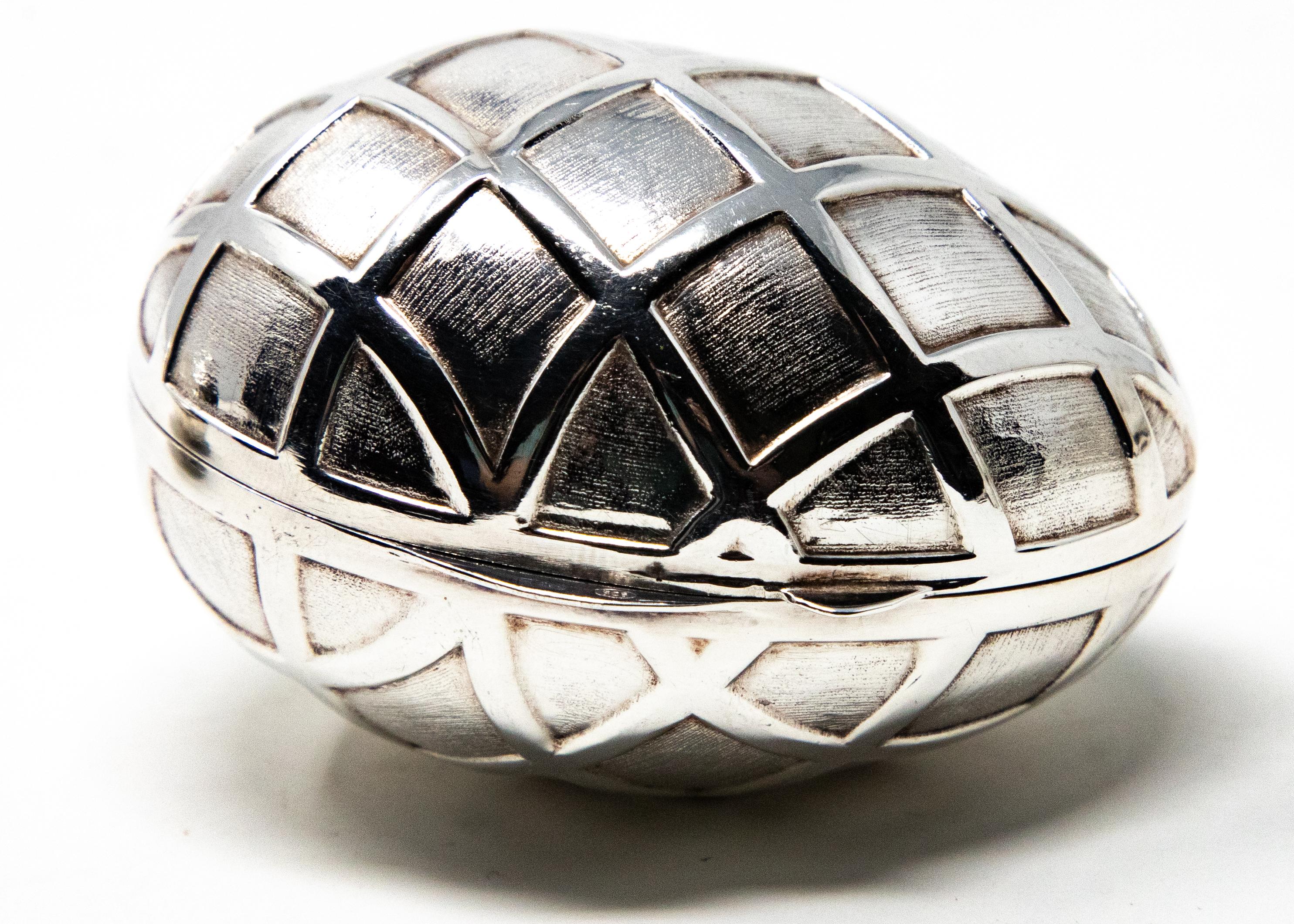 Forged Sterling Silver Decorative Egg #2 For Sale