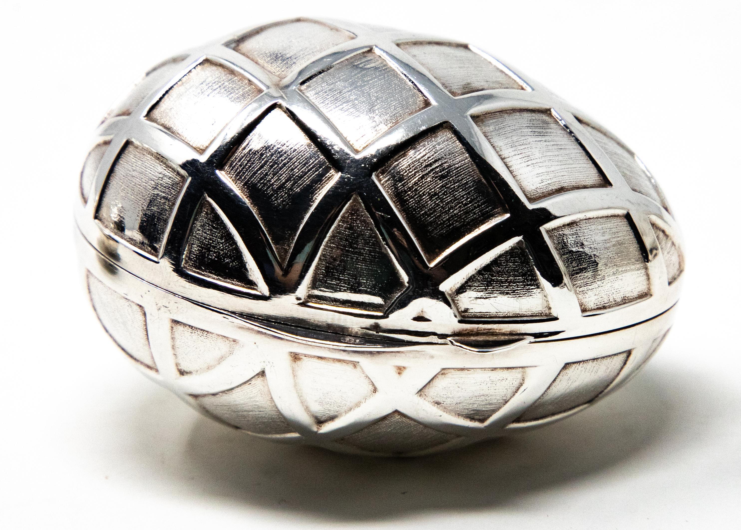 American Sterling Silver Decorative Egg For Sale