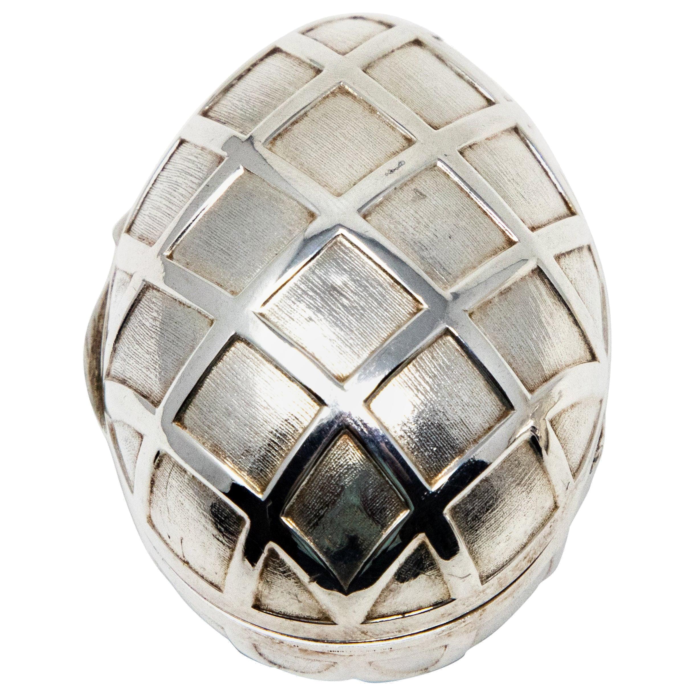 Sterling Silver Decorative Egg For Sale