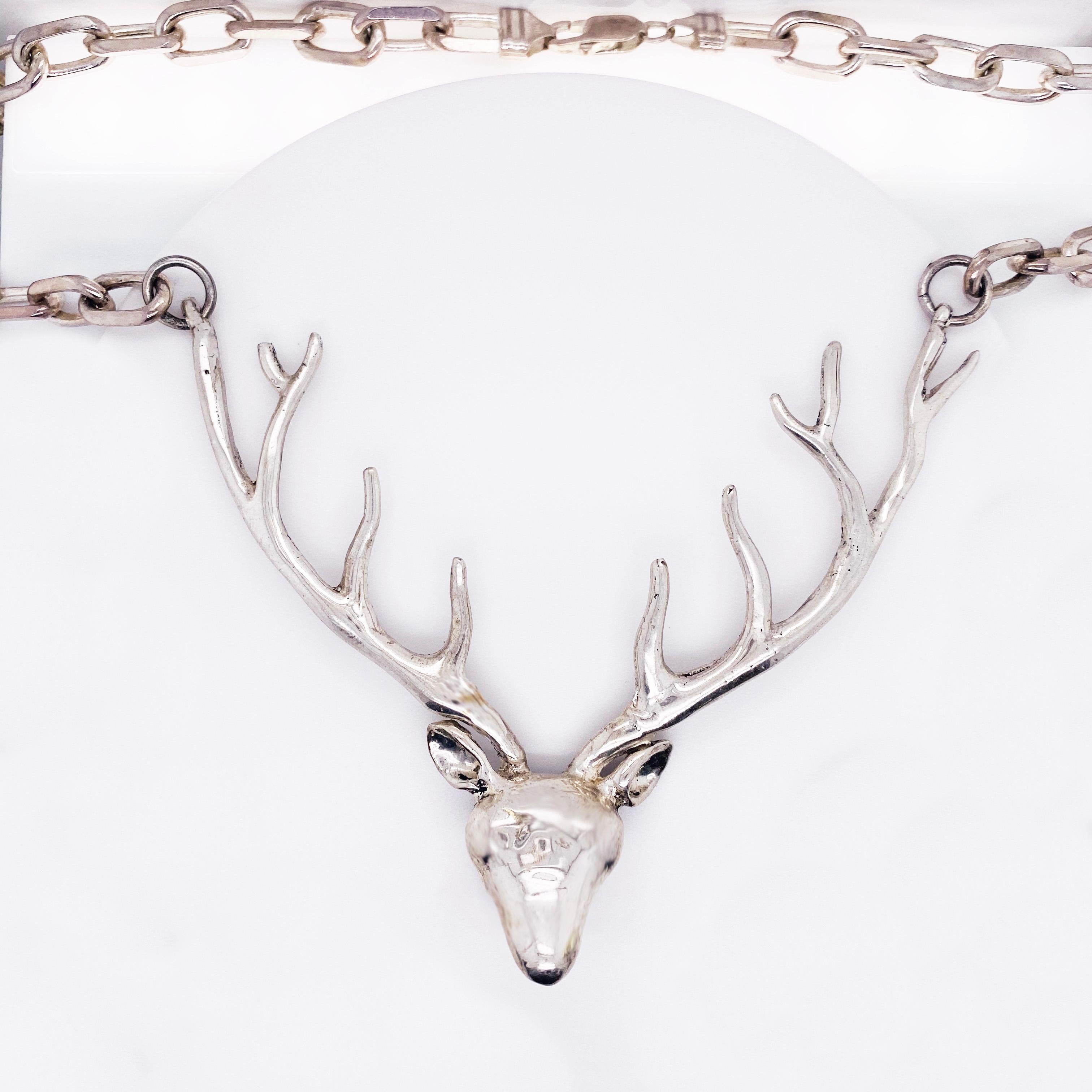 This deer antler necklace is an amazing custom designed necklace!  Show your love for hunting by gifting this special necklace to someone that will really appreciate it!  The entire necklace is handmade in sterling silver and the chain is a heavy