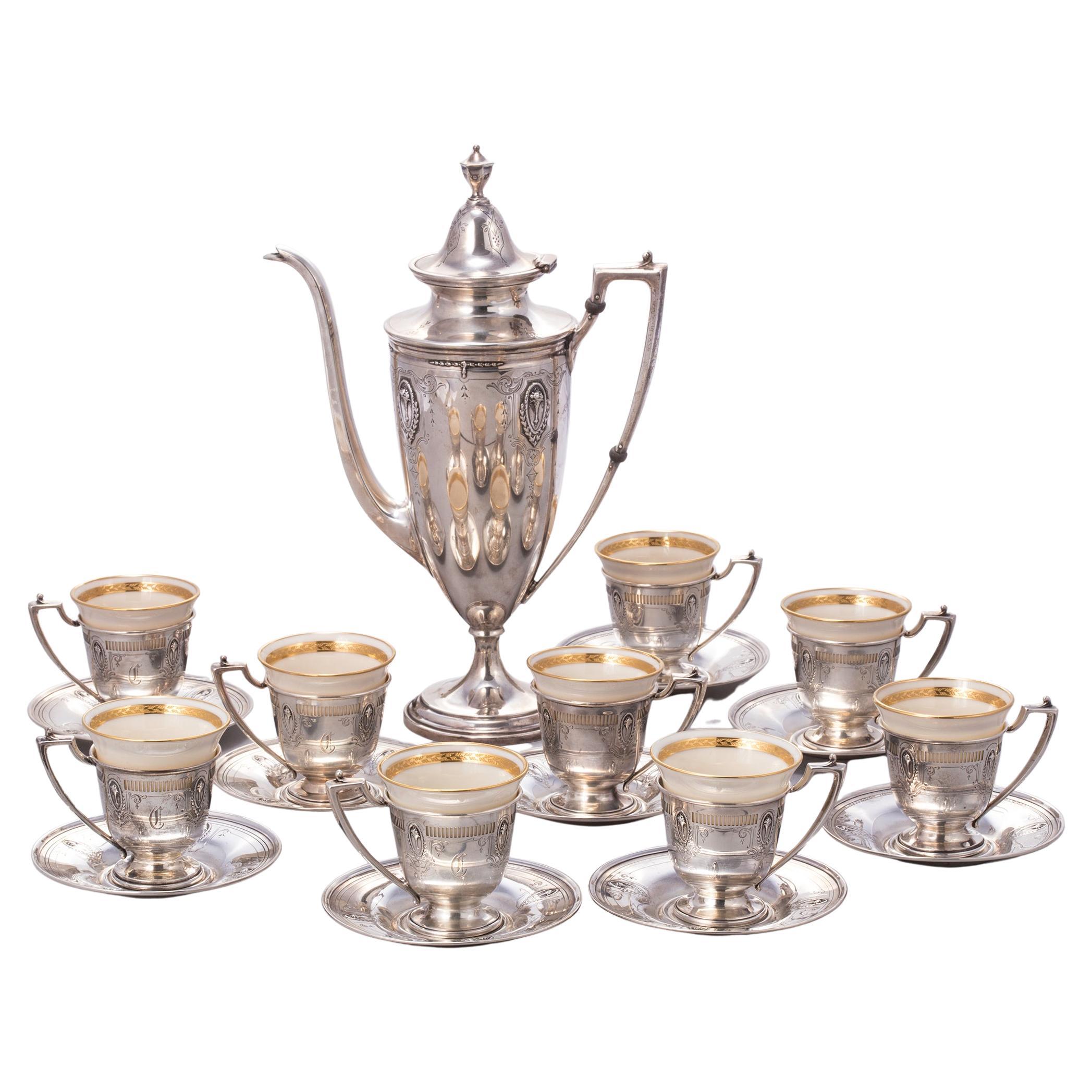 Sterling Silver Demitasse Coffee Set For Sale
