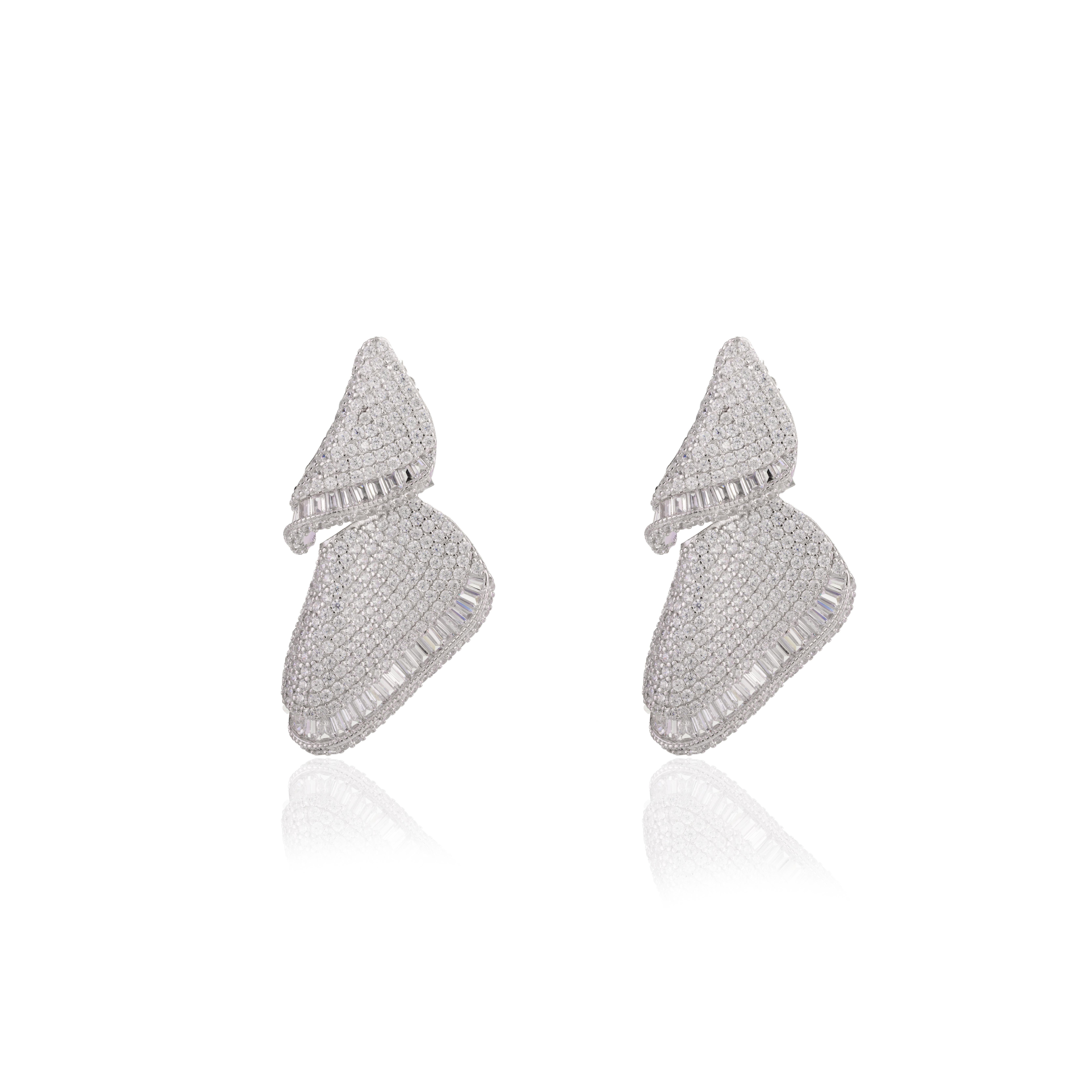 Designer- Zirkon-Verlobungs-Tropfen-Ohrringe für Mom Jewelry aus 925 Sterlingsilber im Zustand „Neu“ im Angebot in New York, NY