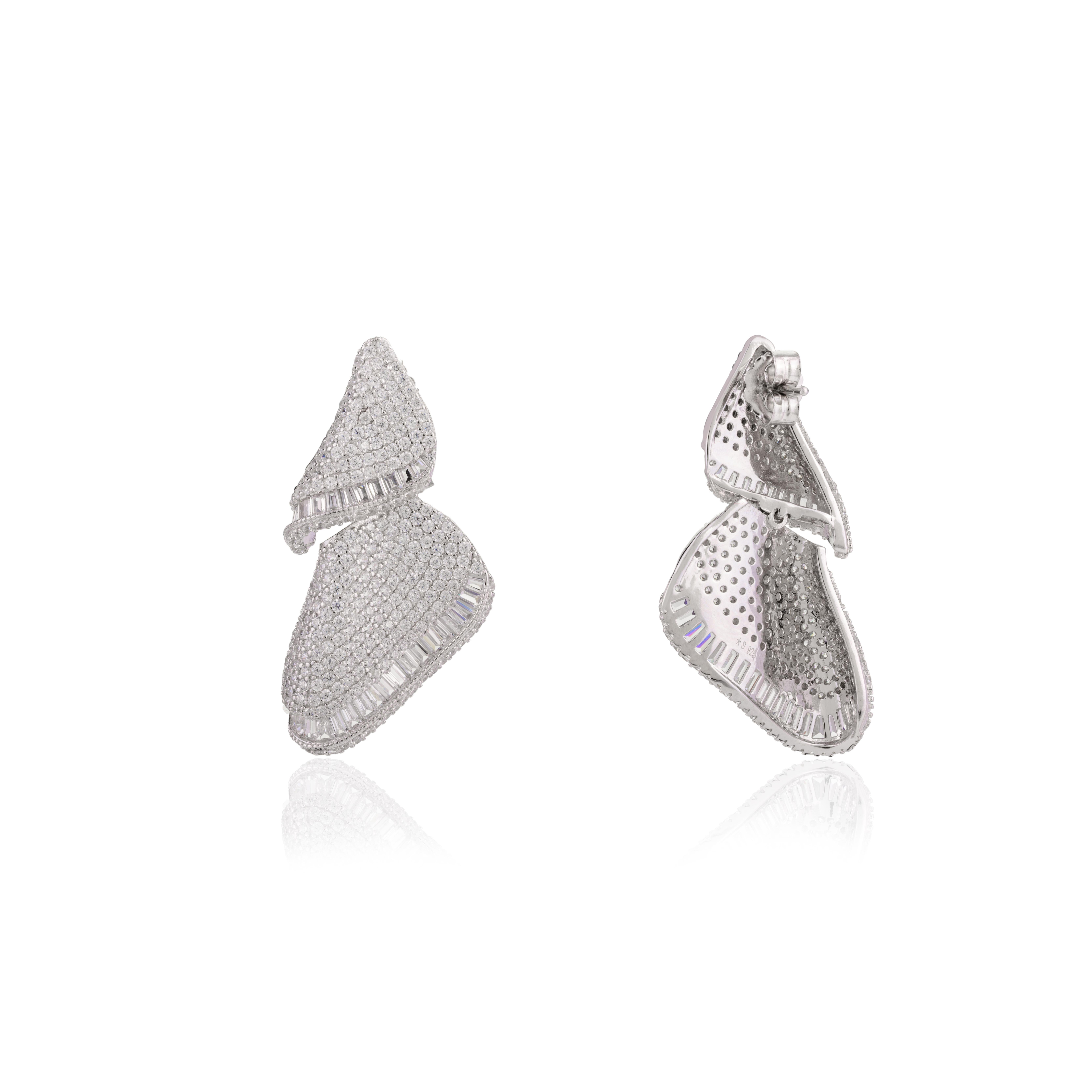 Designer- Zirkon-Verlobungs-Tropfen-Ohrringe für Mom Jewelry aus 925 Sterlingsilber im Angebot 1
