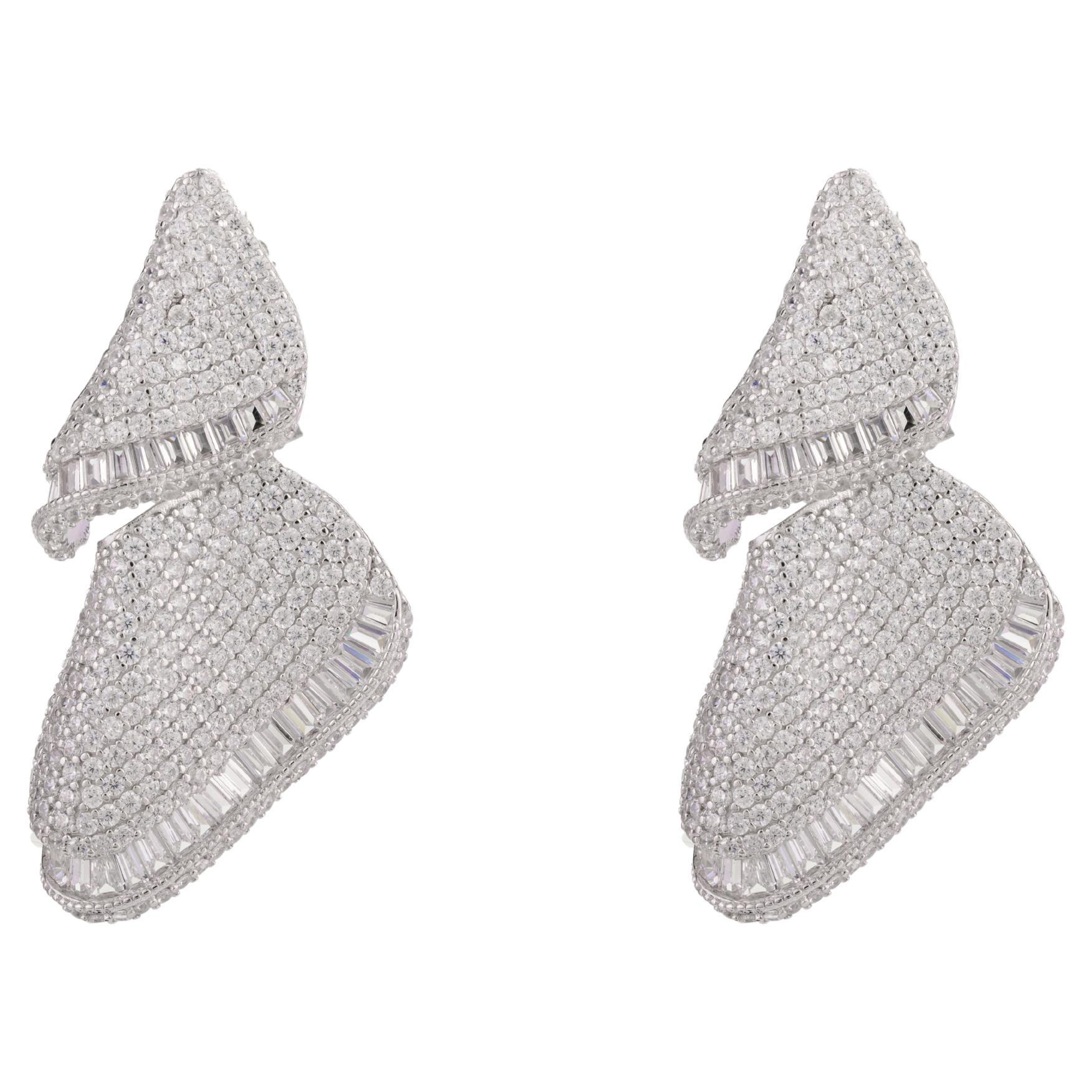 Designer- Zirkon-Verlobungs-Tropfen-Ohrringe für Mom Jewelry aus 925 Sterlingsilber im Angebot