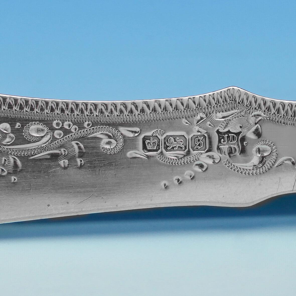 Early 20th Century Antique Sterling Silver Mother of Pearl and Bone Dessert and Fish Set from 1910