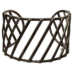 Sterling Silver Diagonal Modernist Cuff Bracelet 