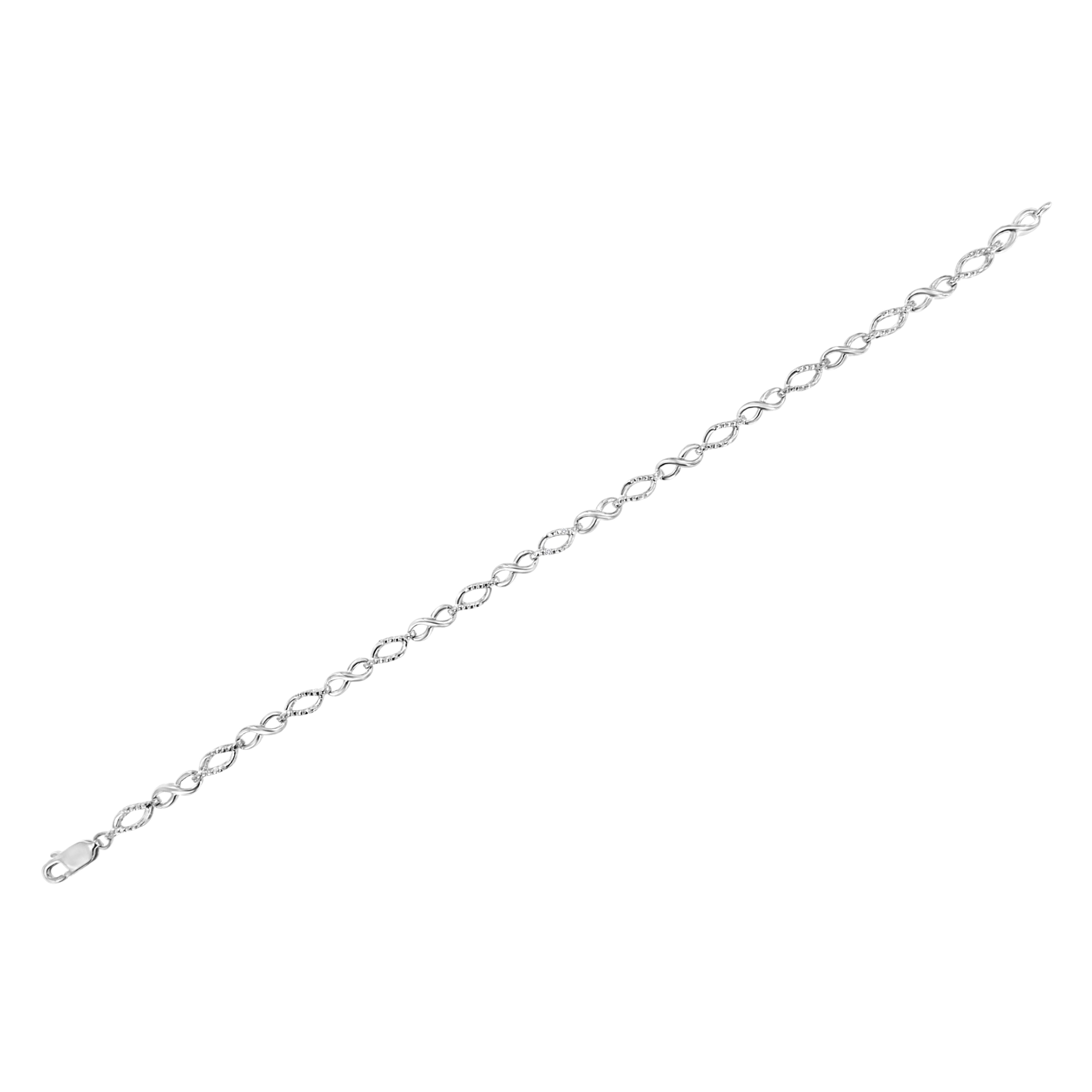 Taglio rotondo Bracciale con diamanti in argento sterling a forma di pera e infinito alternato in vendita