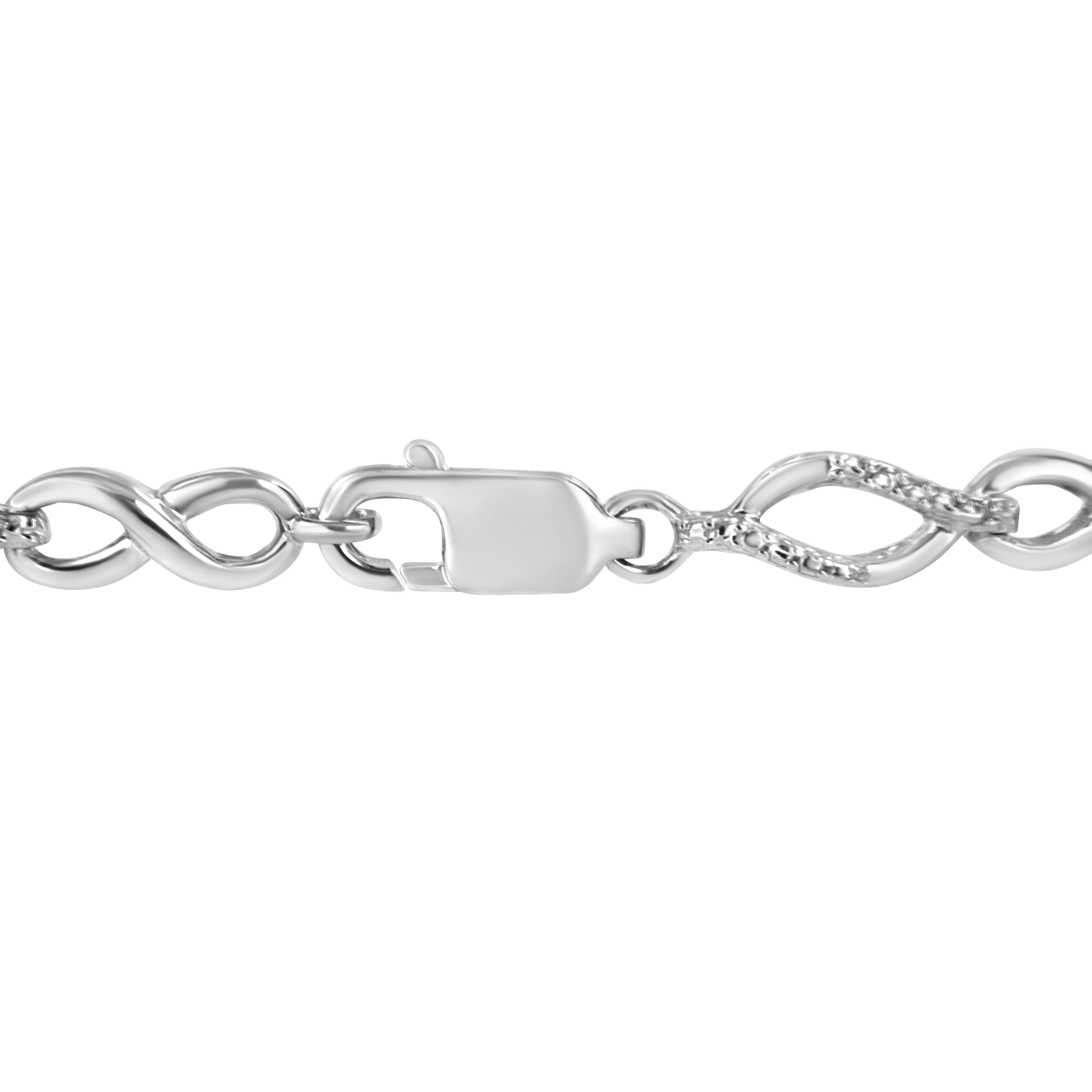 Bracciale con diamanti in argento sterling a forma di pera e infinito alternato In condizioni Nuovo in vendita a New York, NY