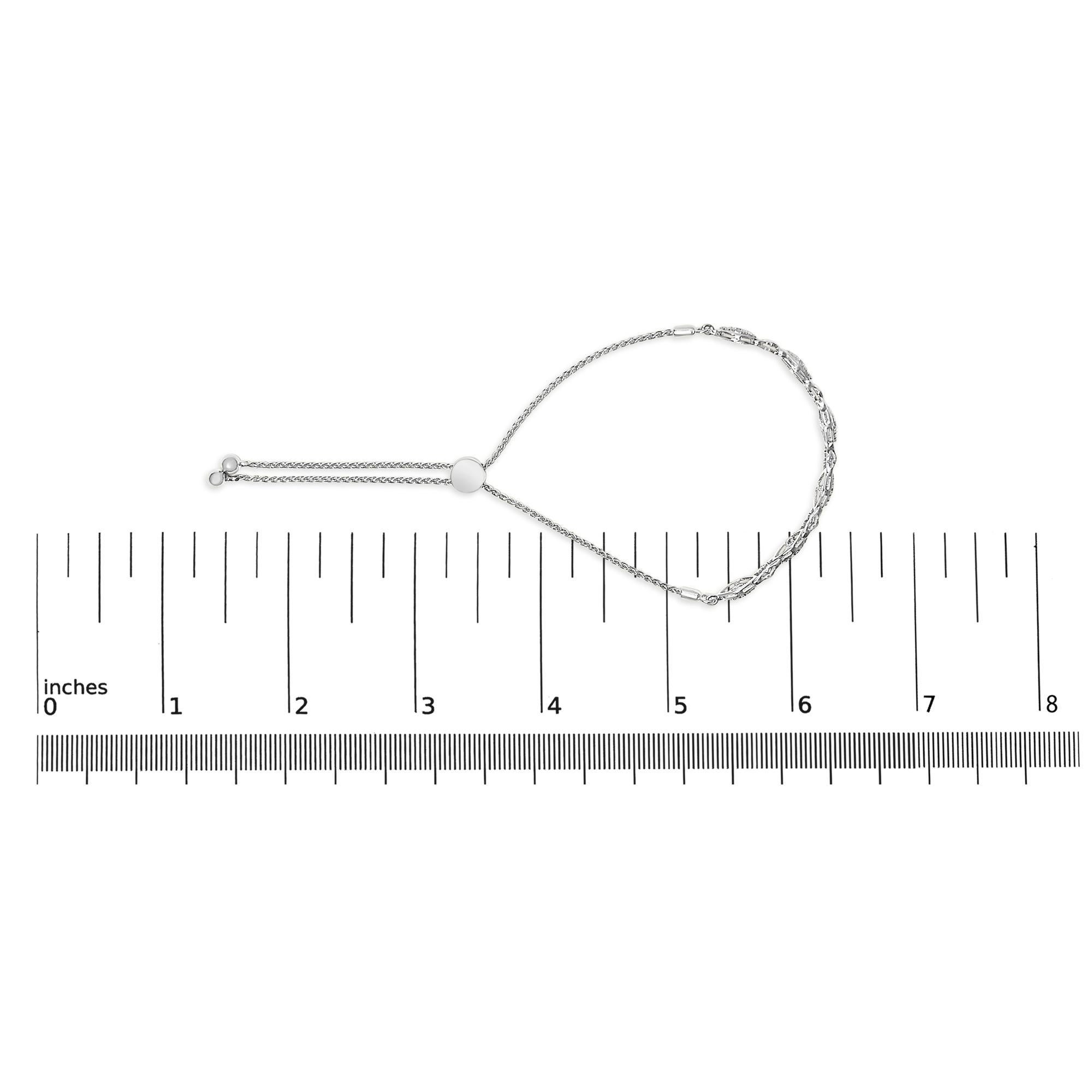 Sterling Silver Diamond Accent Alternating Links Bolo Bracelet en Nuevo estado para la venta en New York, NY