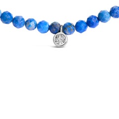 Sterling Silver Diamond Accent Blue Lapis Bead Station Necklace