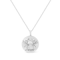 Sterling Silver Diamond Accent Cancer Zodiac Design Pendant Necklace Medallion
