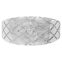 Anello a fascia geometrica in argento sterling con diamanti