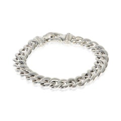 Sterling Silver Diamond Buckle Curb Link Bracelet