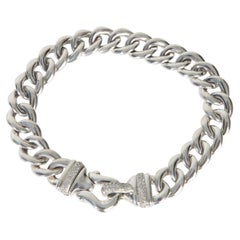 Sterling Silver Diamond Buckle Curb Link Bracelet