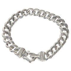 Sterling Silver Diamond Buckle Curb Link Bracelet