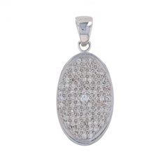 Pendentif grappe de diamants en argent sterling - 925 Single Cut .50ctw Oval