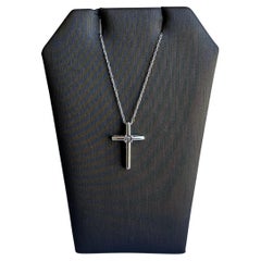Sterling Silver Diamond Cross Necklace - 0.01ctw H I1 Diamond, 18 Inches, New